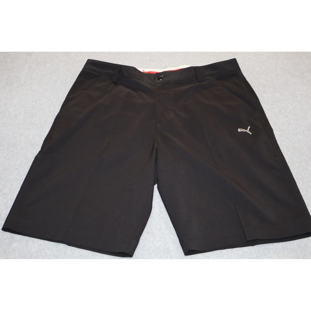 Puma Golf Shorts Mens 34 Black Sportlifestyle Performance Flat Front 10" Inseam
